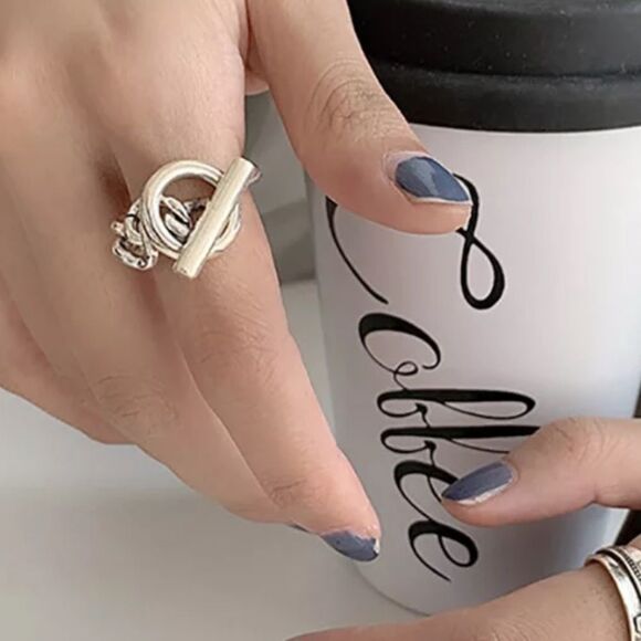 ✨New 925 Sterling Silver Chunky Toggle Chain Ring - Picture 3 of 6